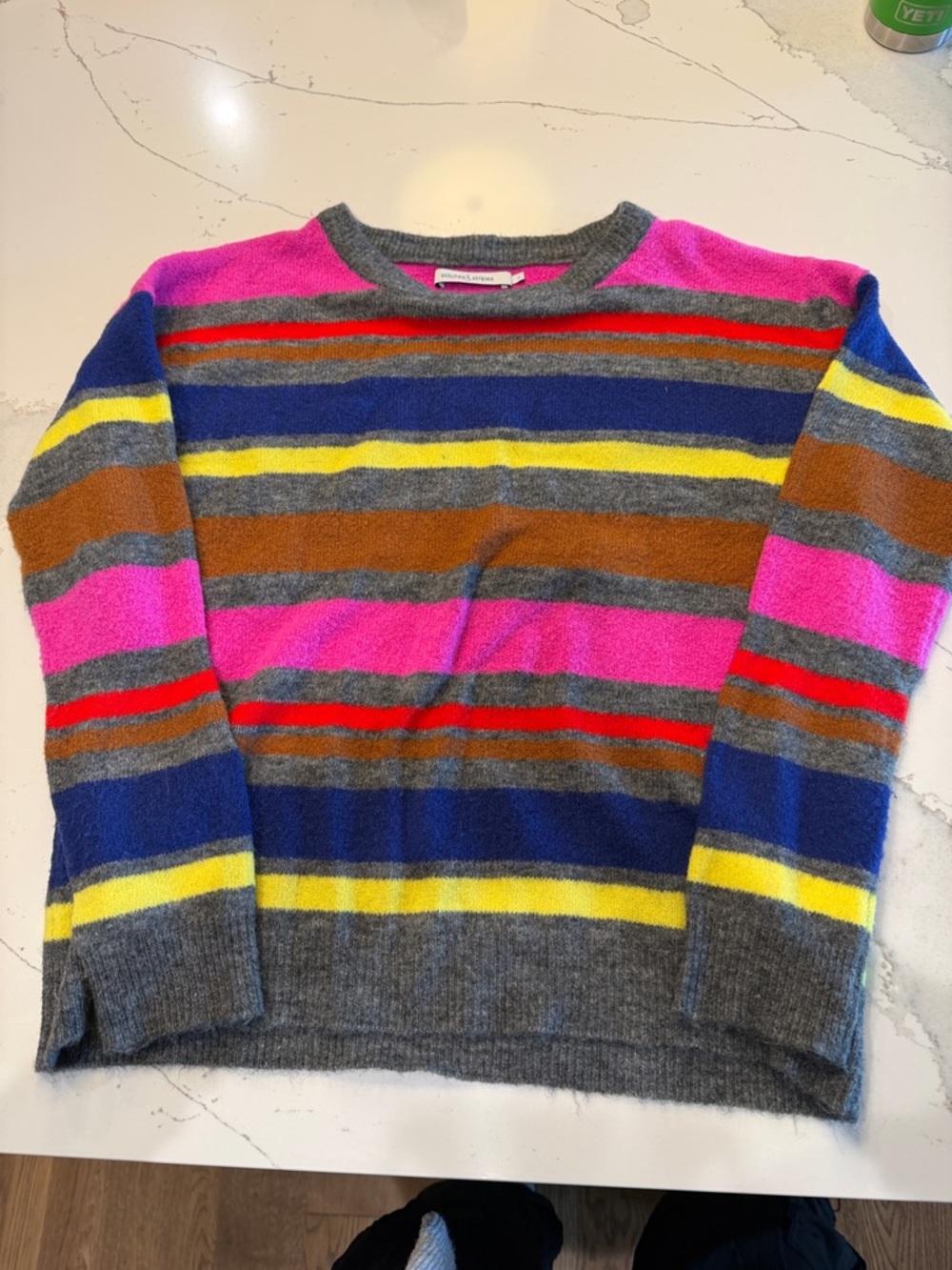 Multicolor striped crewneck sweater size small